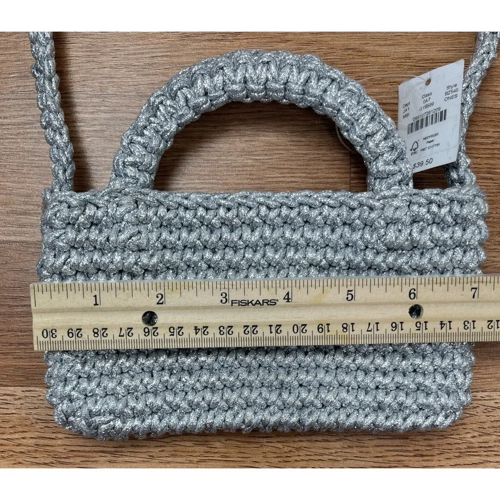 J.Crew Cadiz Small Silver Metallic Crossbody Phone Purse Bag NEW